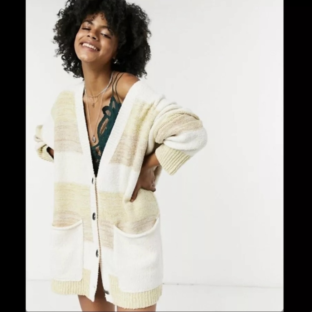 Free People Southport Beach Striped Long Cardigan